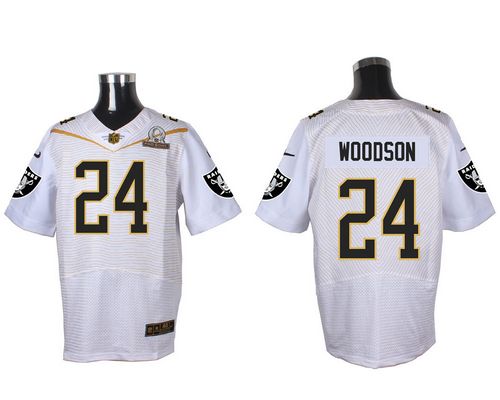 Nike Raiders #24 Charles Woodson White 2016 Pro Bowl Men's Stitched NFL Elite Jersey